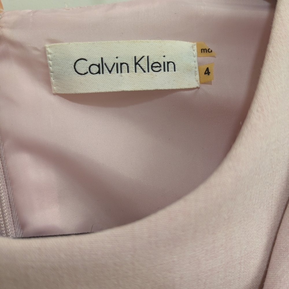 Calvin Klein Soft Pink Midi Dress with Ruffle Detail - Picture 6 of 8